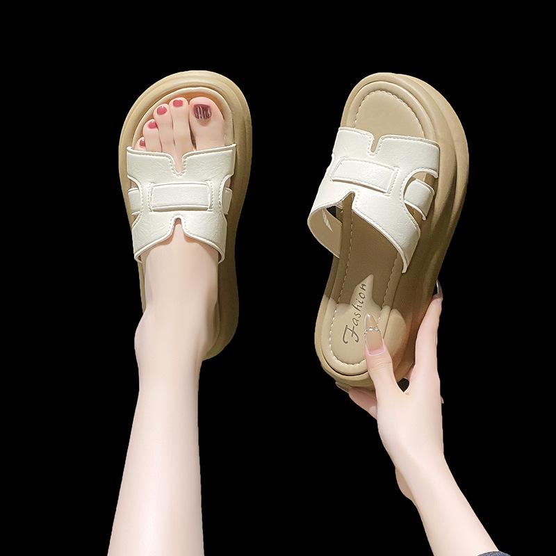 Summer outer wear thick-soled heightening casual versatile cool slippers women's fashion versatile casual slippers women
