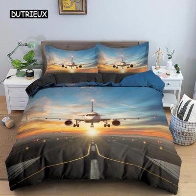 Juego de Cama Estampado de Avión 3D Niños Adulto 2/3 piezas Funda Nórdica con Funda de Almohada Ropa de Cama Edredón Cubre Edredón Juego de Cama de Lujo