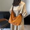Suede Bag Women's Bag Winter New Popular Solid Color Shoulder Messenger Bag Casual Large Capacity Commuter Tote Bag