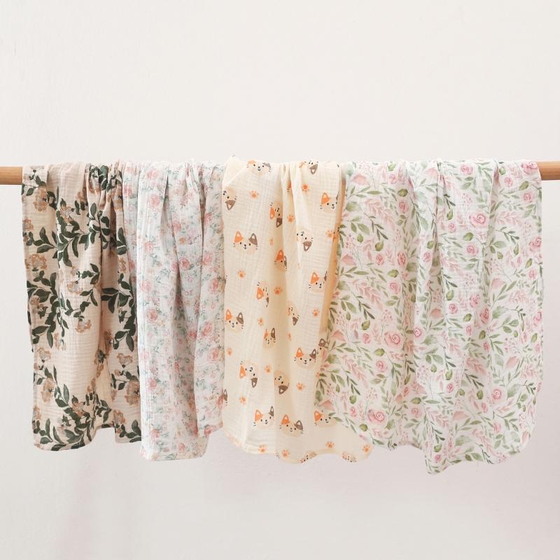 Baby Cotton Blanket with Multi-pattern Designs Soft Breathable Blanket Baby Swaddles Large 26x33inch for Boys & Girls