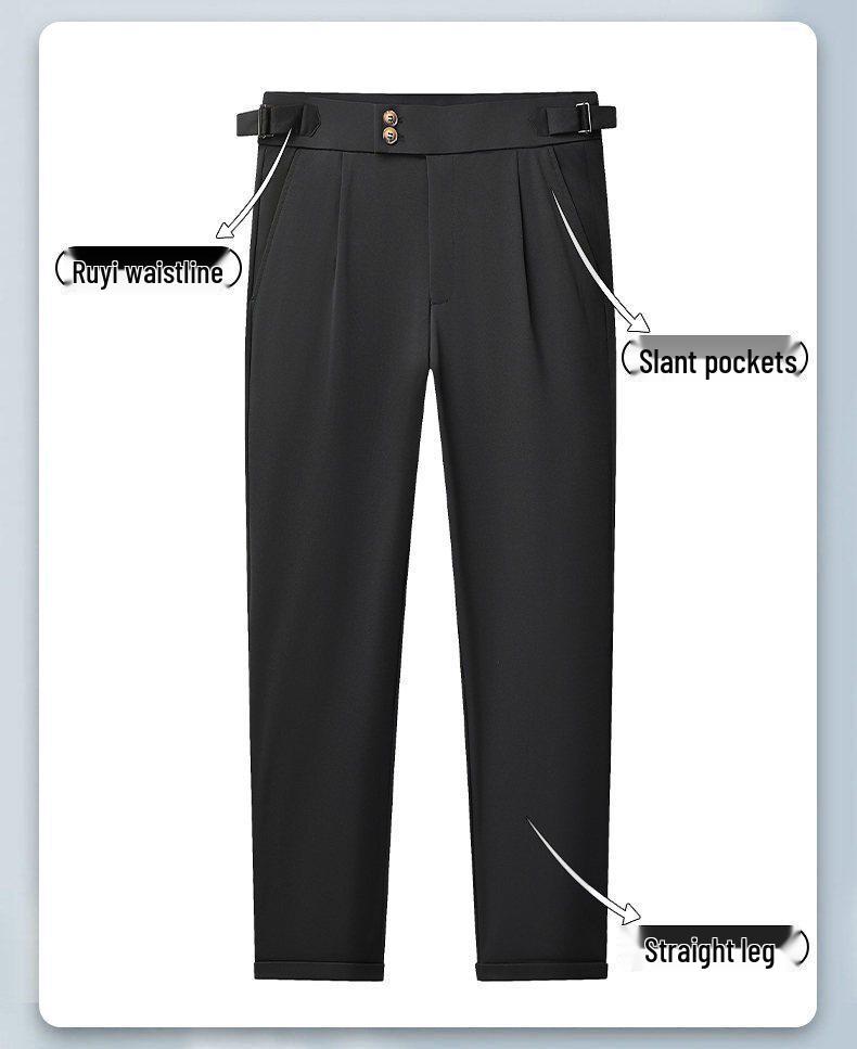 Year-Round Stock: Loose Fit Straight-Cut Business Suit Pants