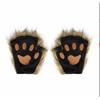 Rukavice s vlčí tlapou Faux Fur Kočičí bezprsté palčáky Zimní teplé Cosplay Halloweenské maškarní party Kostýmní doplňky