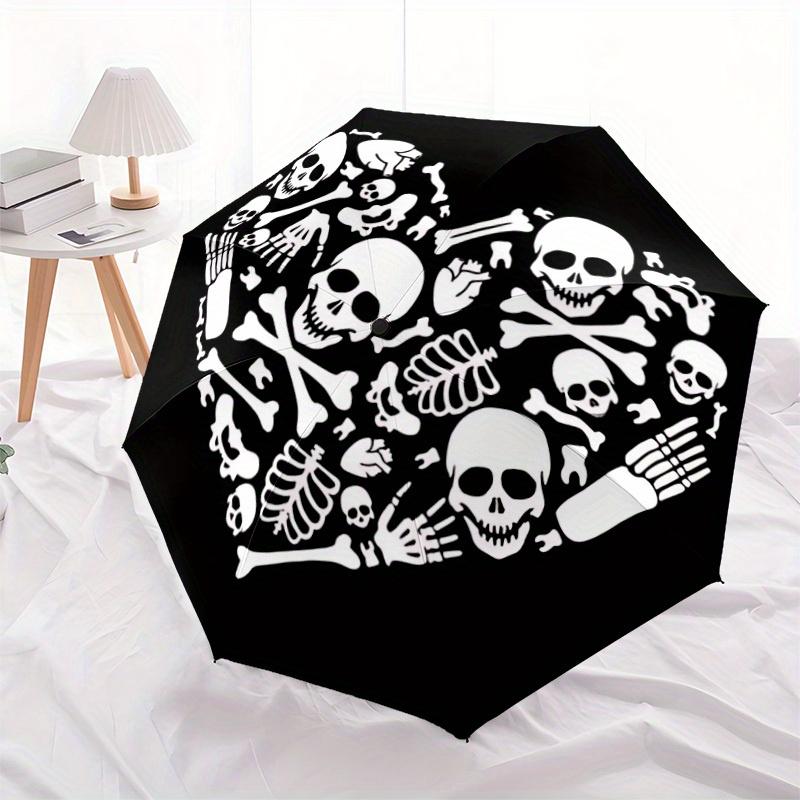 

1pc Skeleton heart Automatic Open 8-Rib Windproof Umbrella, Travel & Commuting, Suitable for All Seasons, Lightweight Portable,028