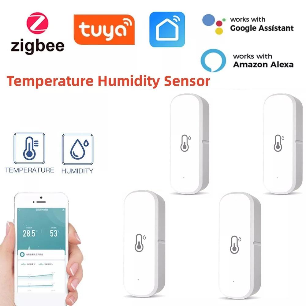 1-4PCS Tuya Zigbee/Cozylife WiFi Temperature Humidity Sensor Real-Time Remote Monitoring App Voice Alerts Alexa Google Assistant