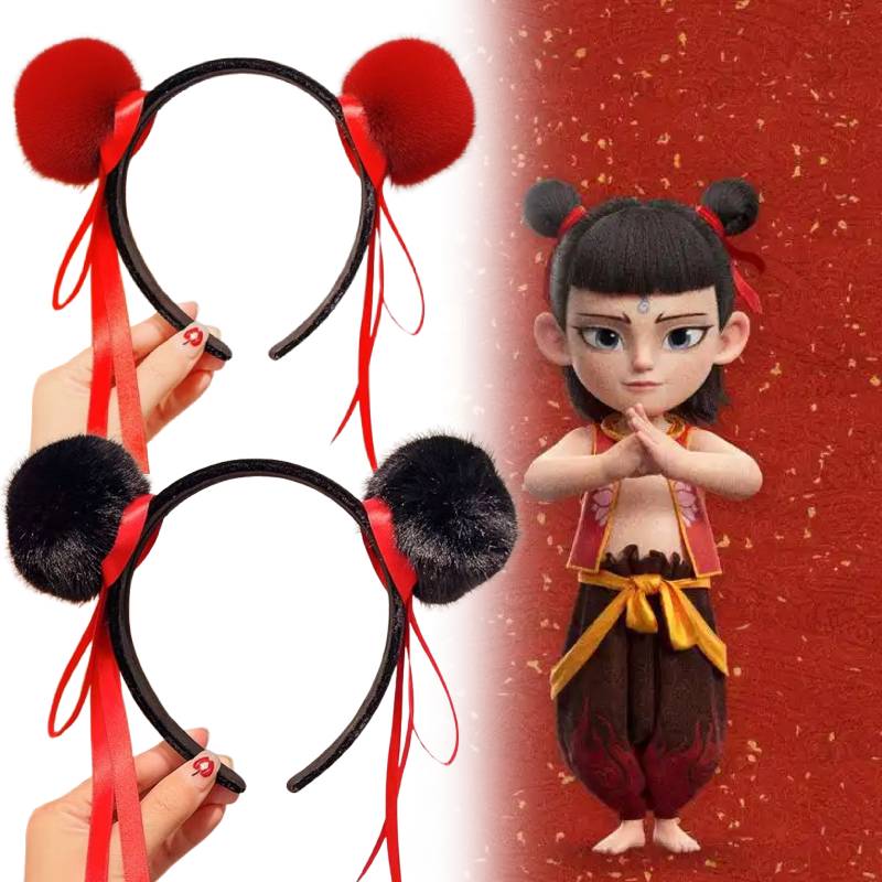 Movie Ne Zha Merchandise Hairball Headband  Hair Band Decoration Kids Gift Cute