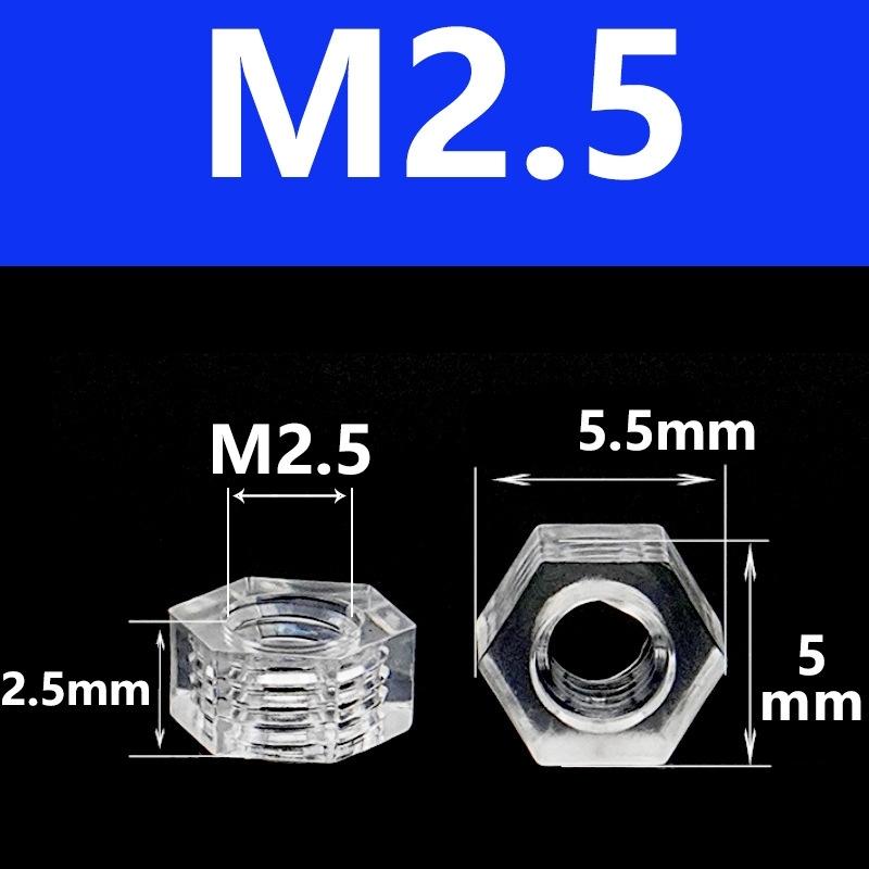 10/50pcs Acrylic Transparent Hexagon Nut M2.5 M3 M4 M5 M6 Clear Nylon Plastic Metric Hex Nuts Hardware