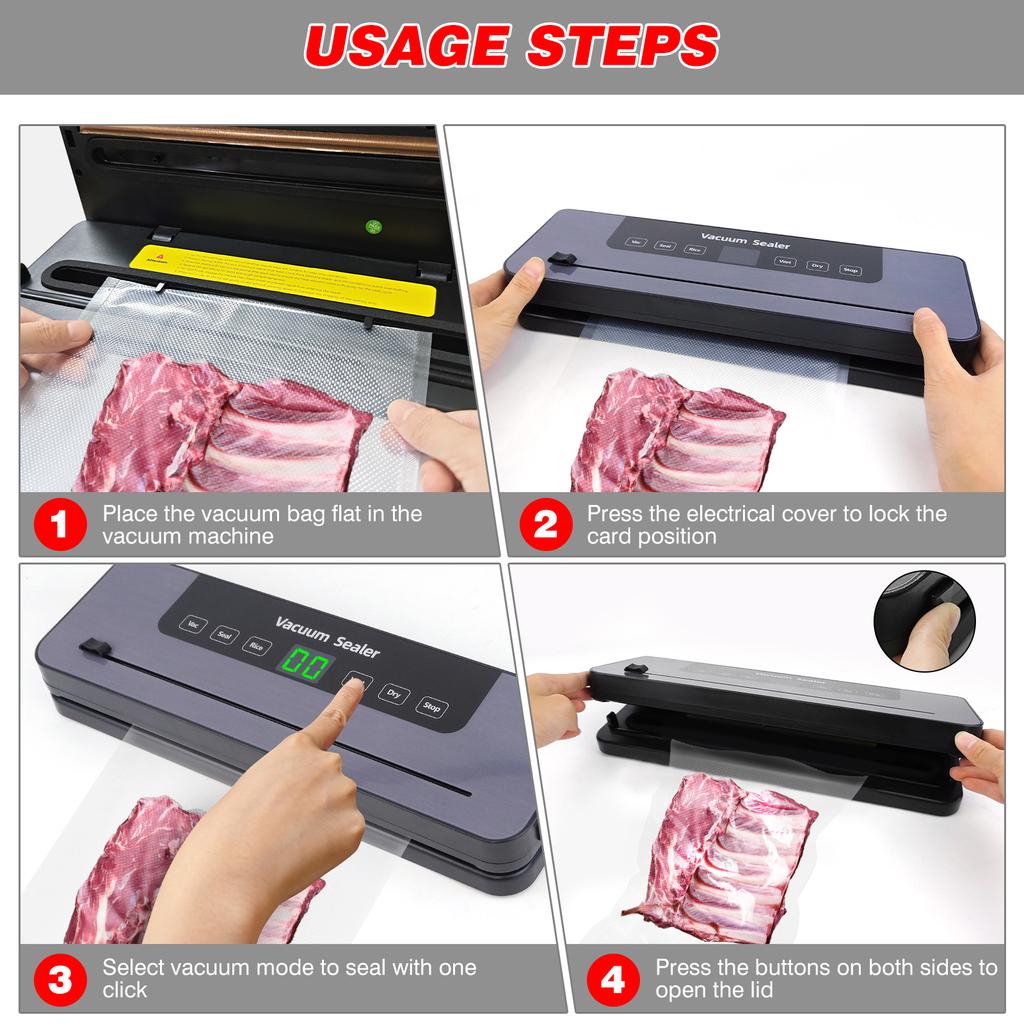 DayPlus Vacuum Sealer Machine Electric Sealing Machine Automatic Food Dry Wet Vaccum Packing Saver With 10 Free Sealing Bags
