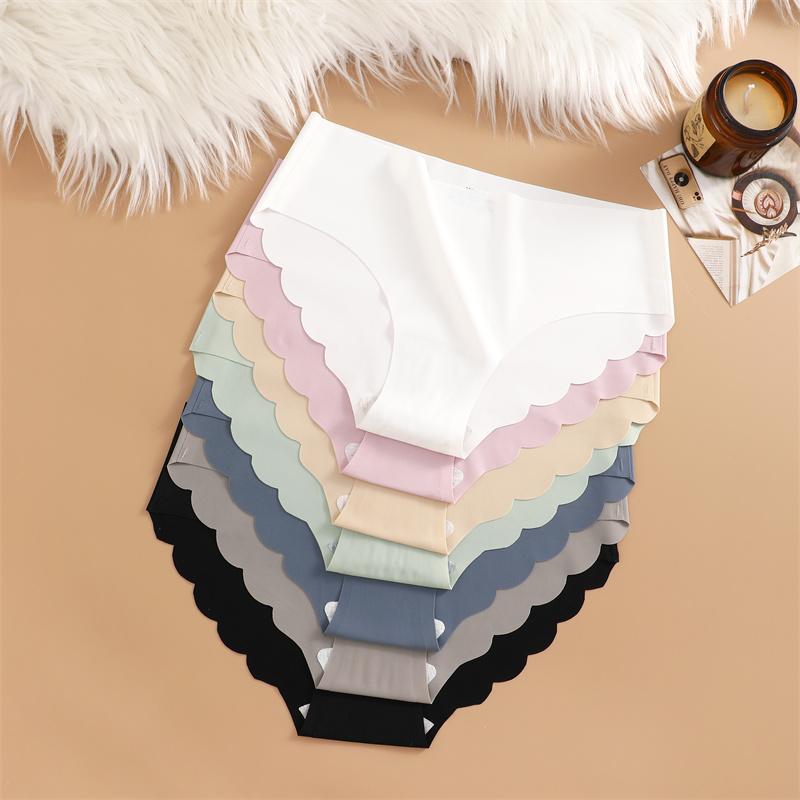 3PCS Women Seamless Panties Ultra Thin Breathable Underwear Sexy Low Waist Briefs Female Elastic Wavy Side Lingerie Uniform Co Practical Use