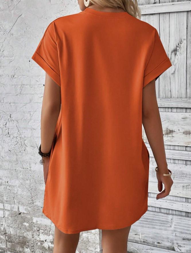 European and American Casual Batwing Sleeve Dress with Invisible Pockets (2024)