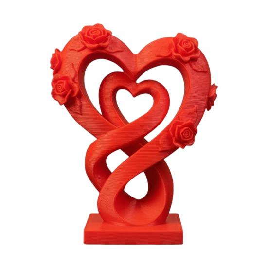 3D Printed Love Rose Shaped Flowers Heart Sculpture Exquisite Table Decoration Stable