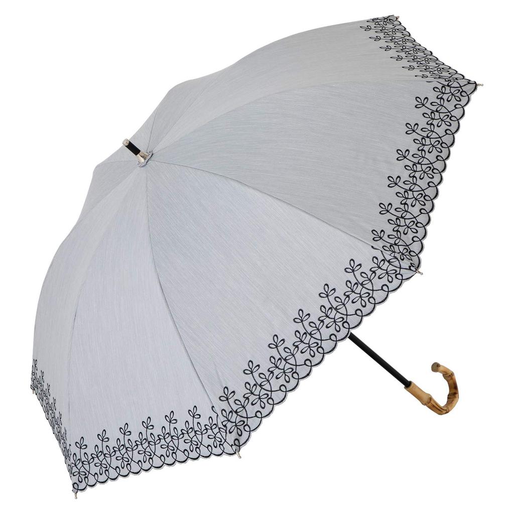 Sun UV heat and light compact long for both sunny and rainy light laminated Cool Plus Leaf chambray gray umbrella, protection, shielding, umbrella,