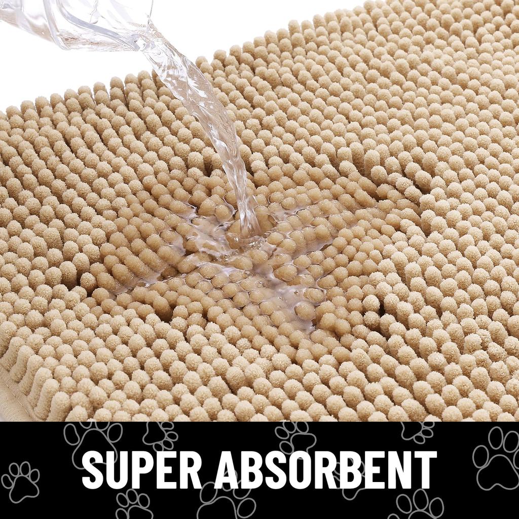 Olanly Dog Door Mat For Muddy Paws Quick Dry Chenille Mud Mat For Dogs Absorbent Dirt Trapper Non-Slip INdoor Door Mat For Floor
