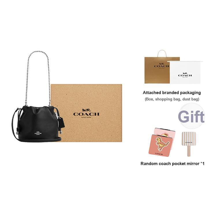 Coach Faye 18 Silver Logo Bucket Bag Mini Women Bags Black CDB67-SVBK