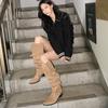 Cowhide Edition~ Retro Suede Pointed Tall Knight Boots Women's Thick Heel Skinny Long Boots Spice Girl Pleated Pile Boots