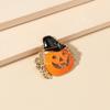 Halloween Pumpkin Brooches For Women Men Enamel Rhinestone Green Leaf Lapel Pins Daily Festival Party Hat Suit Dress Jewelry