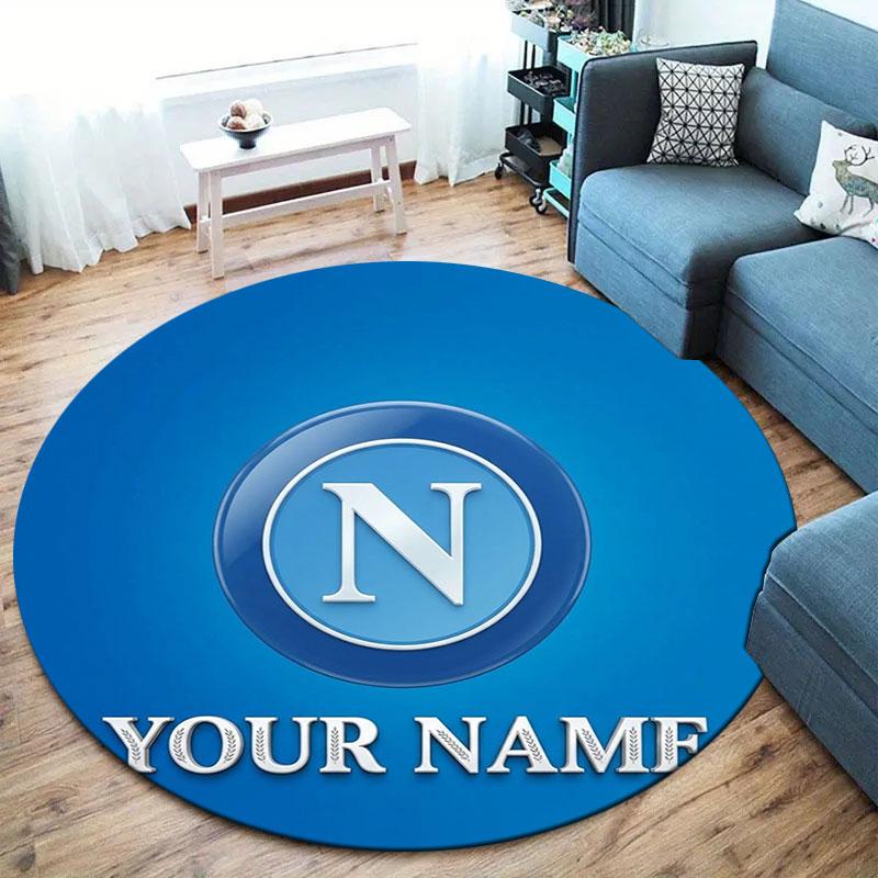 SSC Napoli Custom Name Round Area Rug,Carpet Rug for Living Room Bedroom Sofa Playroom Decor,Non-slip Floor Mat