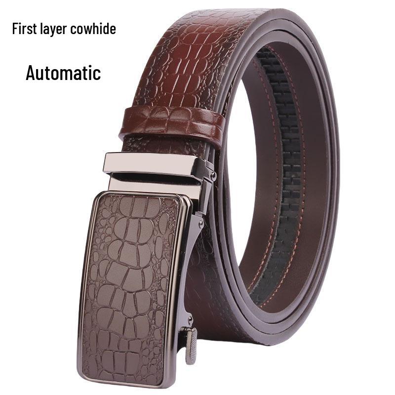 Men's Premium Crocodile Pattern Leather Automatic Belt