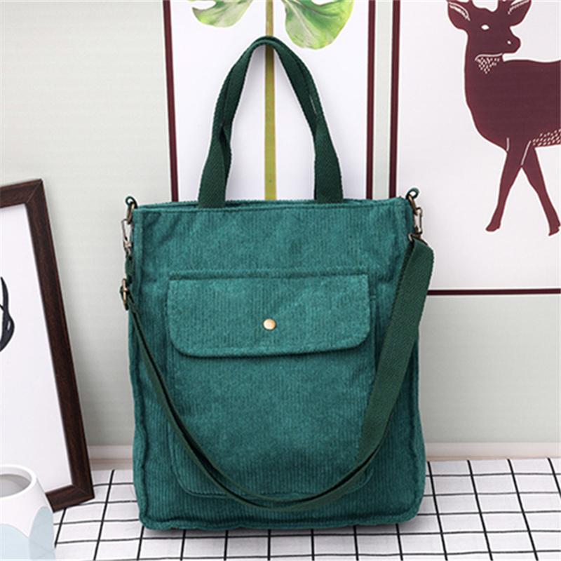 Retro Corduroy Women Handbags Large Capacity Messenger Totes Ladies Fashi Simple Designer Zipper Shoulder Wild Cloth Bag