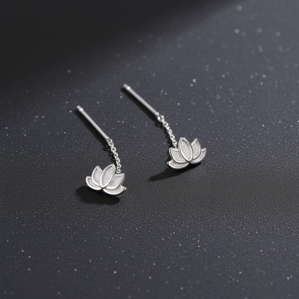 Elegante chinesische Ohrringe mit Lotus-Quaste für Damen