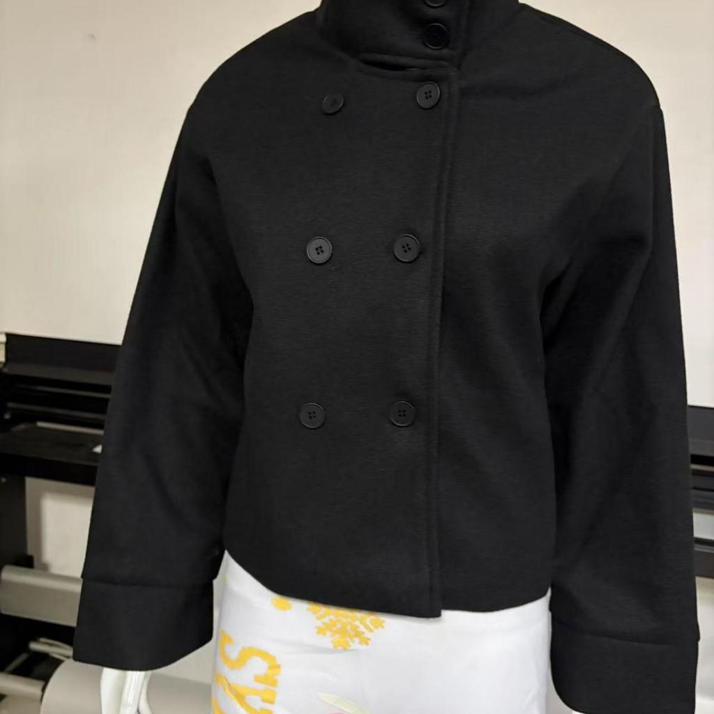 2025 Spring/Summer Women's Elegant Stand-Up Collar Short Woolen Coat
