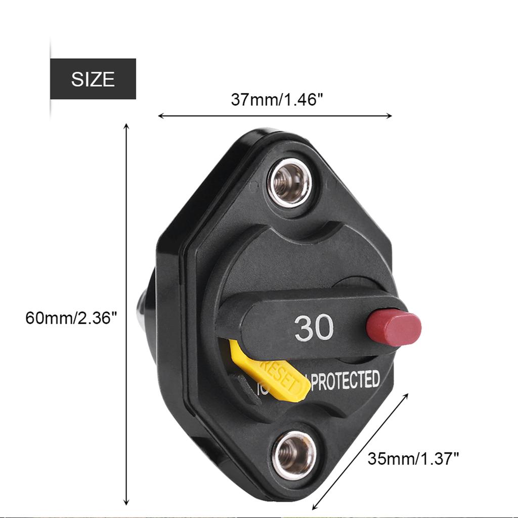 30 Amp Manual Reset Circuit Breaker Switch Car Boat Fuse Holder Waterproof