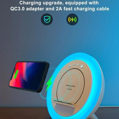 Multi-function Desk Lamp Phone Wireless Charging Bluetooth Speaker For Bedroom Atmosphere Bedside US Plug Night Light