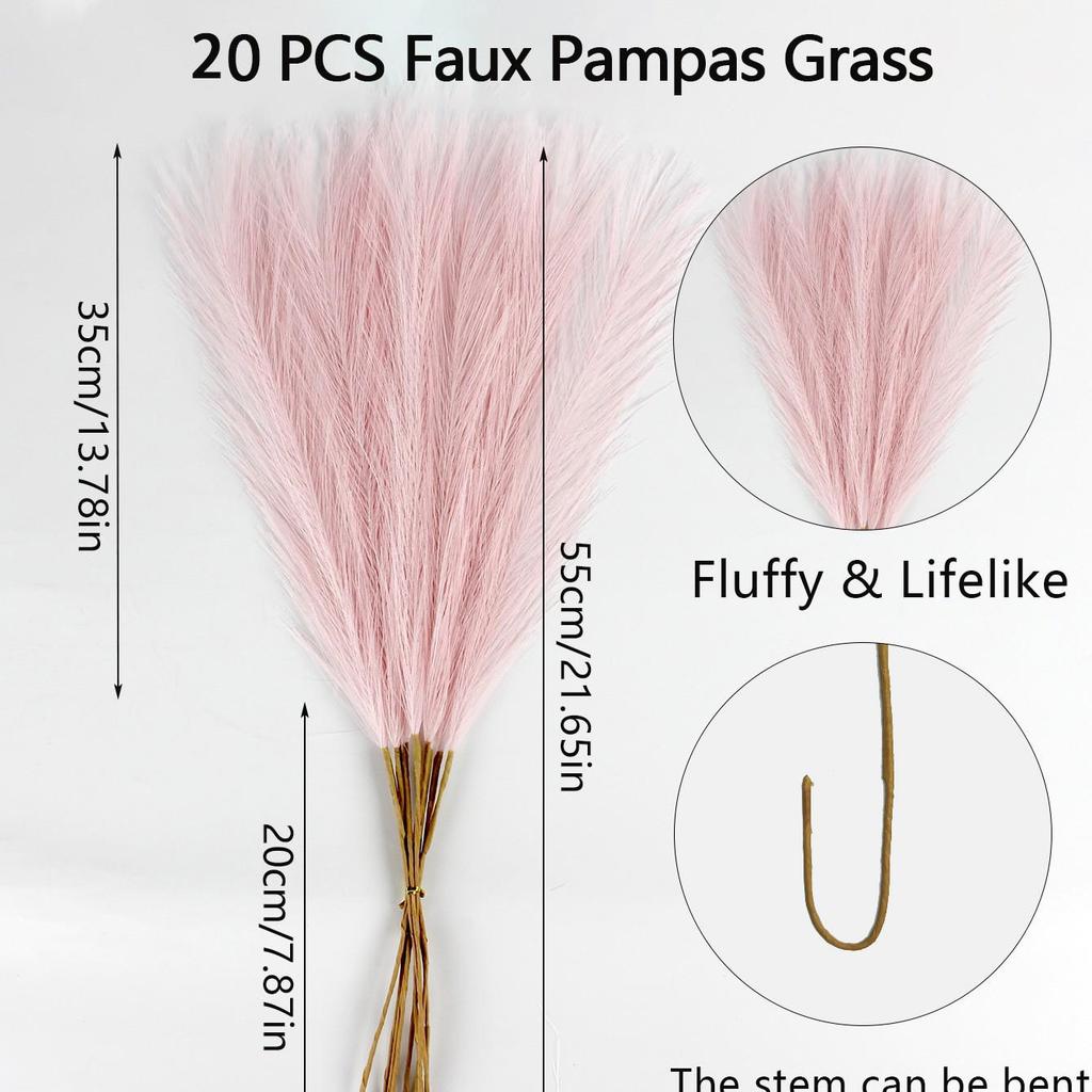 Artificial Pampas Grass & Cattails: Eternal Flower Wedding & Home Décor (55cm)