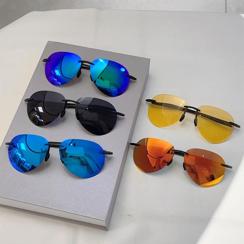 Men sunglasses Classic UV400 Fashion Driving Sports Unbreakable Rimless Oval Male Women's TR90 Frame Sun Eyewear