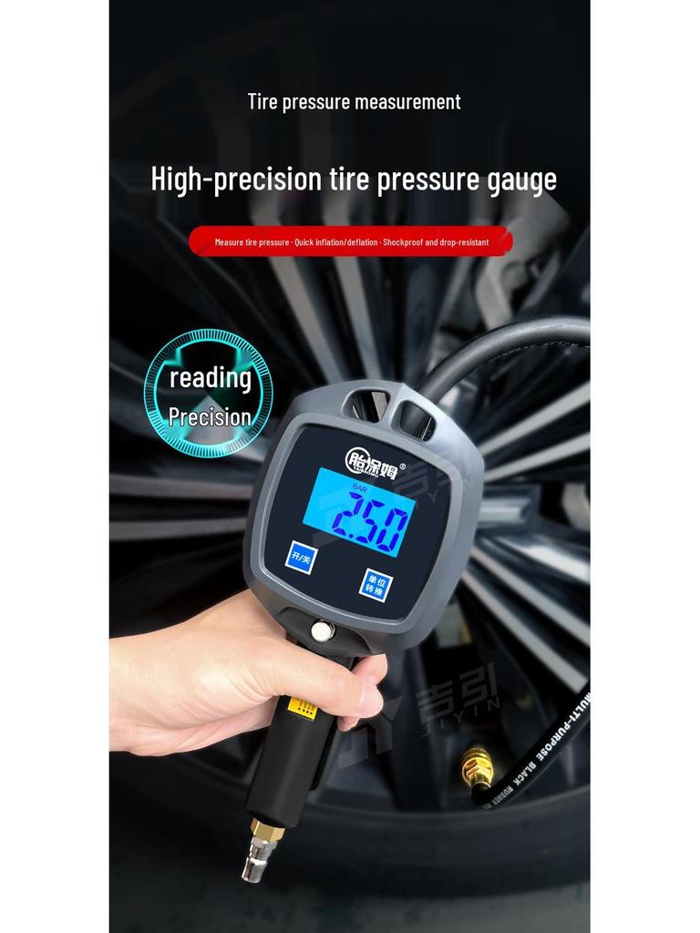 Digital Tire Pressure Gauge with Large Display and Inflator