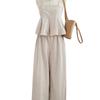 Women's Cami Top and Wide Leg Pants Set Solid Color Casual Two Piece Outfit