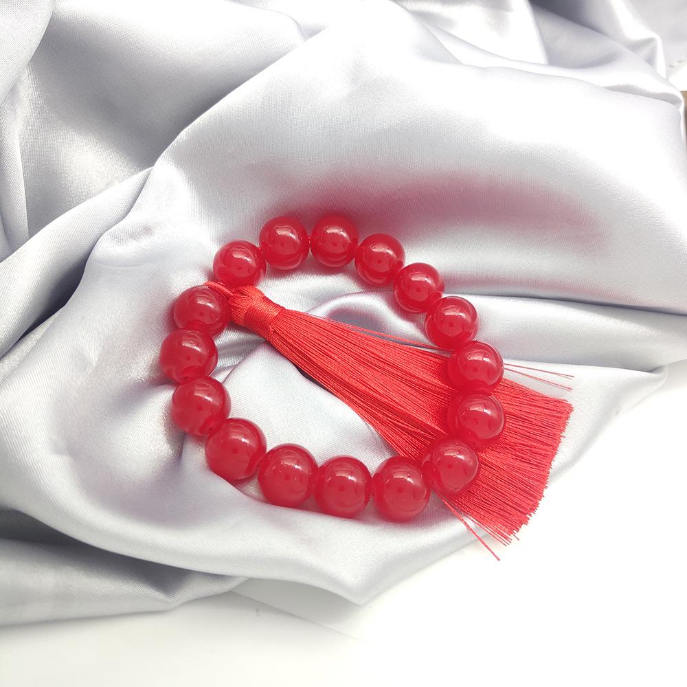 Red Faux Agate Bead Bracelet - Crystal Jewelry for Cosplay