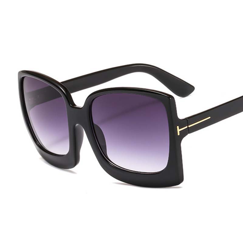 Oversized Shades Sunglasses Woman Black Fashion Square Sun Glasses For Female Big Frame Vintage Gradient Sexy
