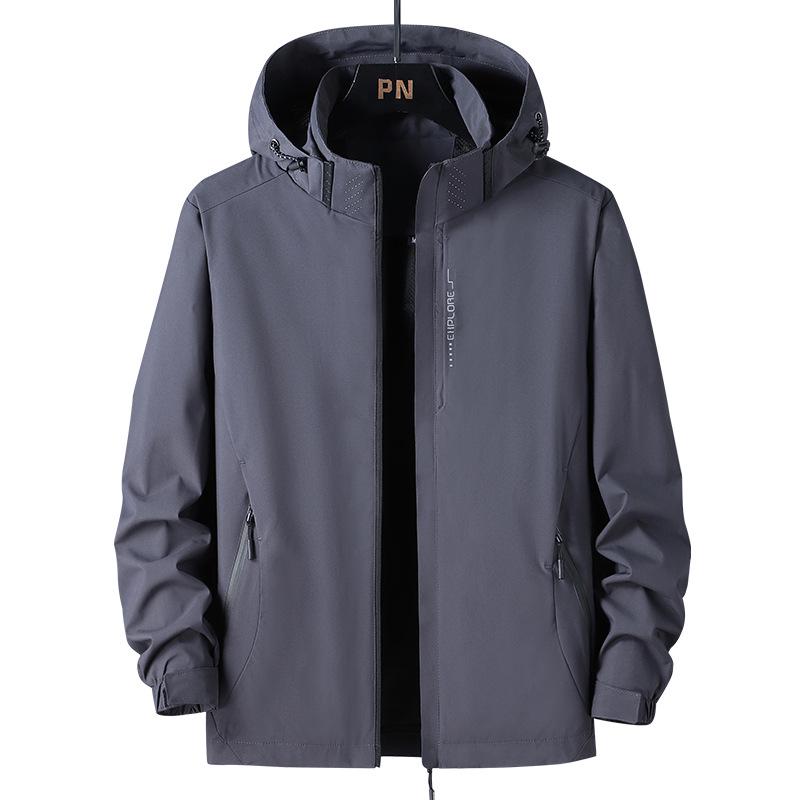 Windproof Waterproof Hooded Jacket for Couples - Versatile Spring/Autumn Outerwear for Trendy, Casual Mountaineering.