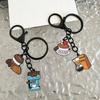 Keychain with Coffee Theme Pendant Retro Style Trendy Coffee Key Chain