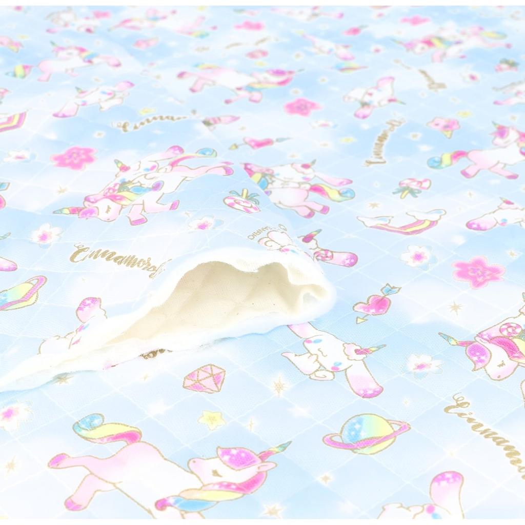 KIYOHARA Sanrio Characters Quilting Fabric, Cinnamoroll and Rainbow Unicorn, Approximately 109cm Wide x 50cm Cut, Blue, 823504-50