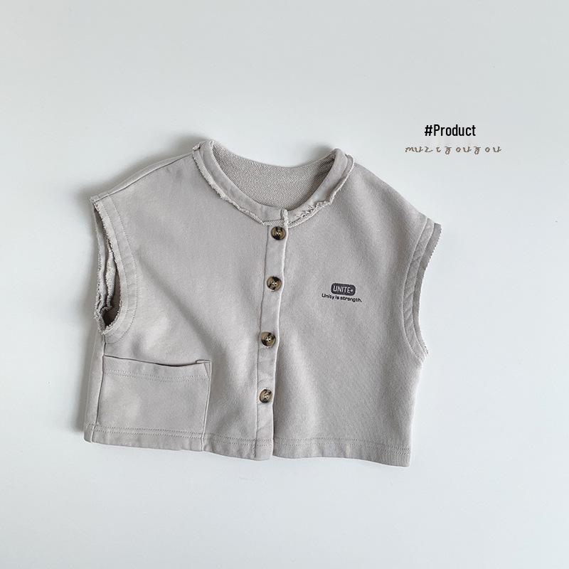 Jianchao Kids' 2025 Spring Korean Style Sleeveless Vest for Boys and Girls, Ages 3-5