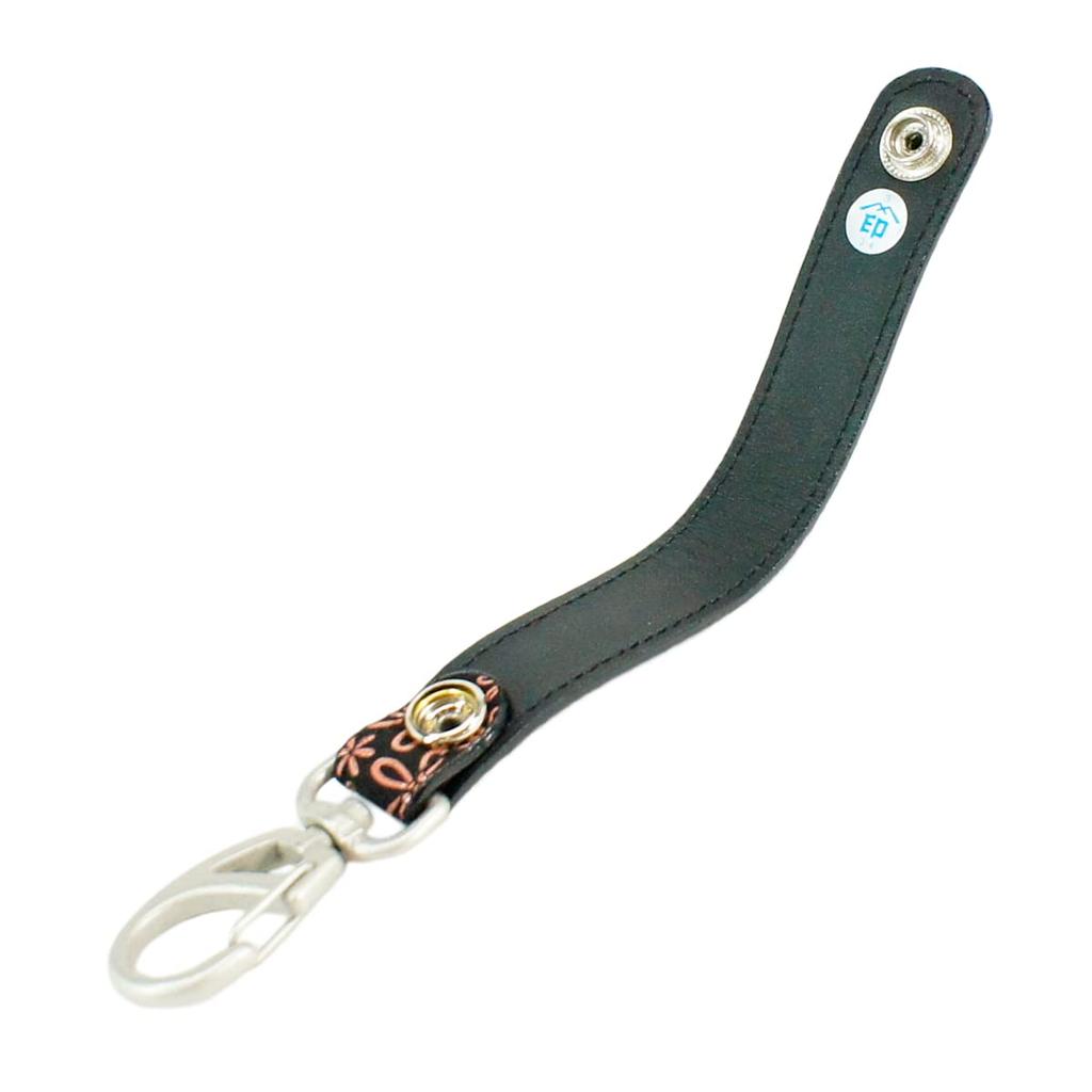 Inden-ya Inden Belt Strap Keychain B, Deerskin, Black with Pink Lacquer, Snowdrop Pattern, 4701-51-160