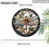 2D Flat Stained Glass Dragonfly Window Decoration, 7.87inches Colored Glass Plate with Chain Window Door Wall Decor, Charming Spring Summer Sun
