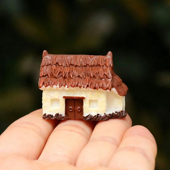 Mini House Micro Landscape Accessory Resin Miniature House Figurine Fairy Garden Ornament for Bonsai Terrarium Crafts