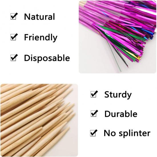 BLUE TOP Cocktail Picks Wood Foil Firework Cake Picks 9 Inch 100 PCS,Cupcake Toppers for Cakes Decoration, Children's Day, Party Suppliers,July