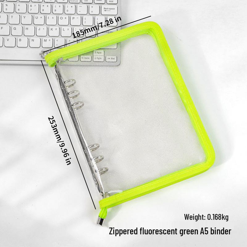 A5 Transparent PVC Ring Binder Notebook Planner, 6-Hole Photo Album with Removable Cover (A6 Compatible)