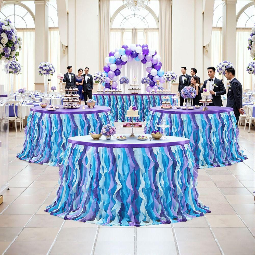 Multicolor Tulle Table Skirt Rectangle Wedding Table Skirt Romantic Table Skirt Event Decoration