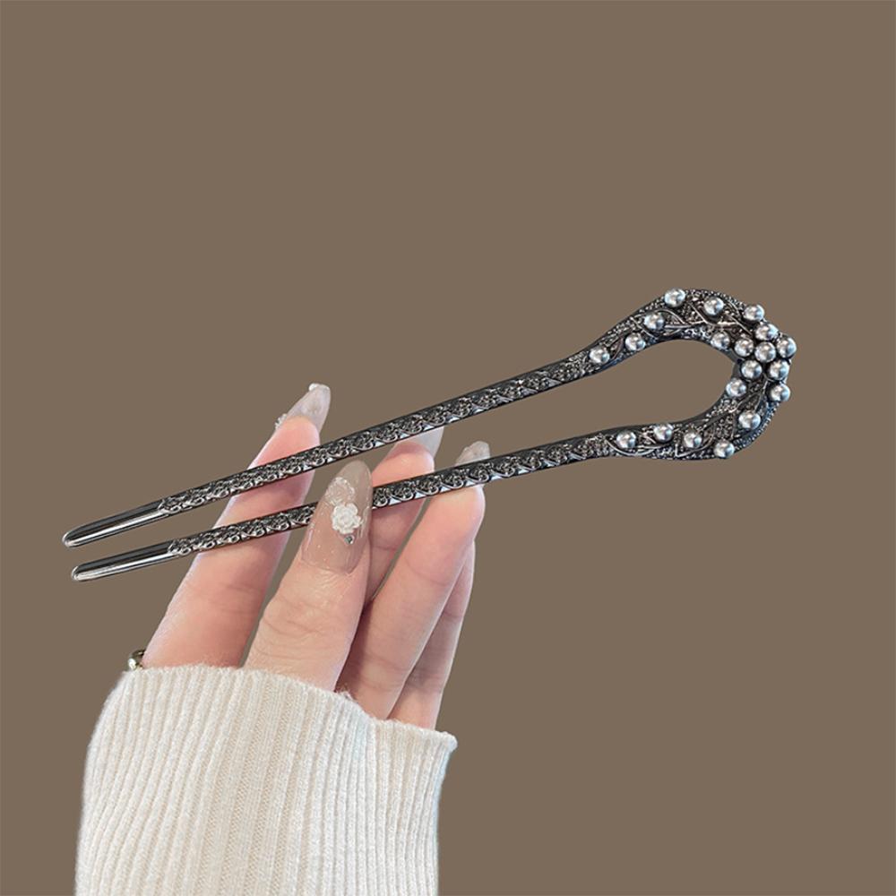 

Новая металлическая черная заколка-шпилька U-образной формы, французские заколки-бабочки с жемчугом для волос, аксессуары для прически для женщин, девочек, подарки