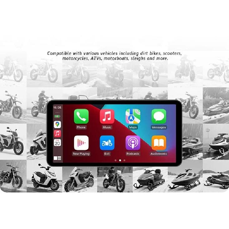 6 İnç Motosiklet Akıllı Ekran – Kablosuz CarPlay ve Android Auto | Bluetooth Sesli Kontrol | IP67 Su Geçirmez | HD Dokunmatik Ekran |