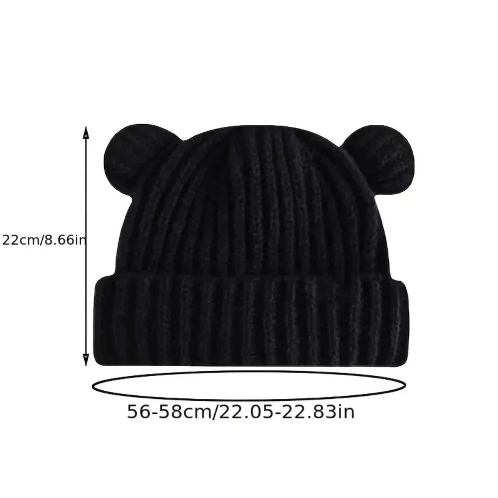 Thickened Snow Beanies Cap Bear Ear Hat Scarf Set Casual Winter Balaclava  Neck Warmer