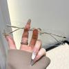 High-End Women's Rimless Blue Light Blocking Glasses - Fashionable Square Frame with Decorative Cut-Edge Design.