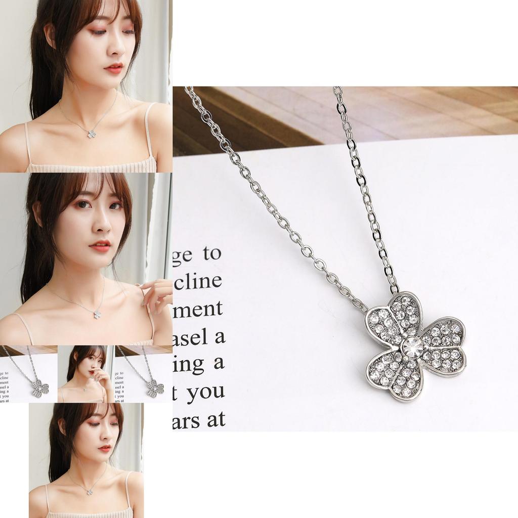 Elegancki naszyjnik z koniczynką i błyszczącym wisiorkiem z cyrkonii dla kobiet Stylowa biżuteria