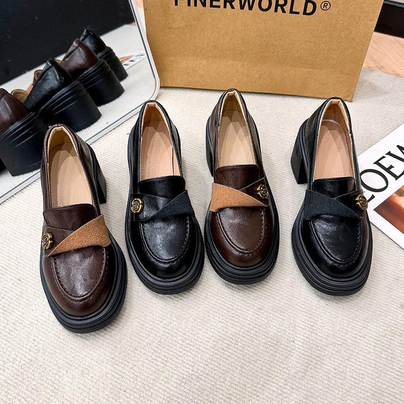 Soft-soled black small leather shoes women's new academic style retro thick-soled versatile single shoes