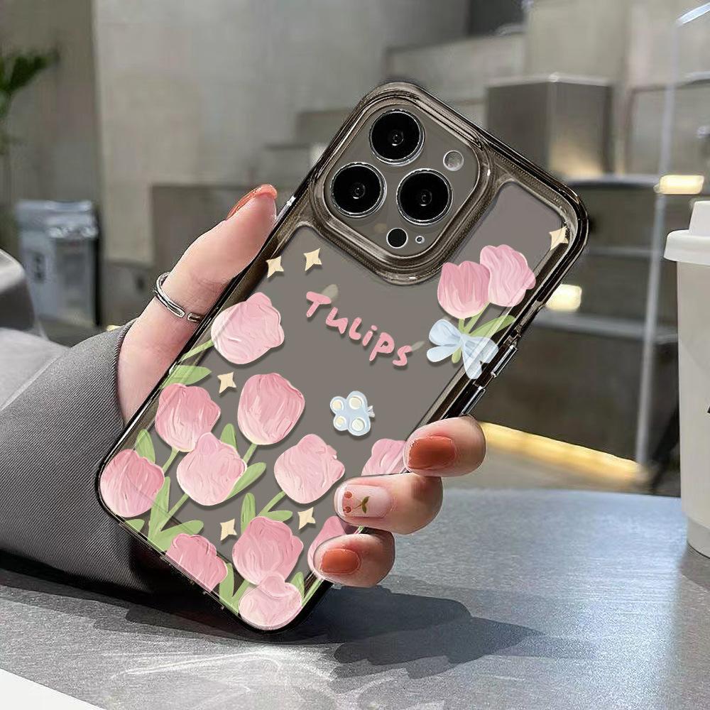 Applicable To iPhone17 Premium Sense Tulip Space Phone Case 16pro Fine Hole X Apple 14 All-inclusive 15 Anti-drop