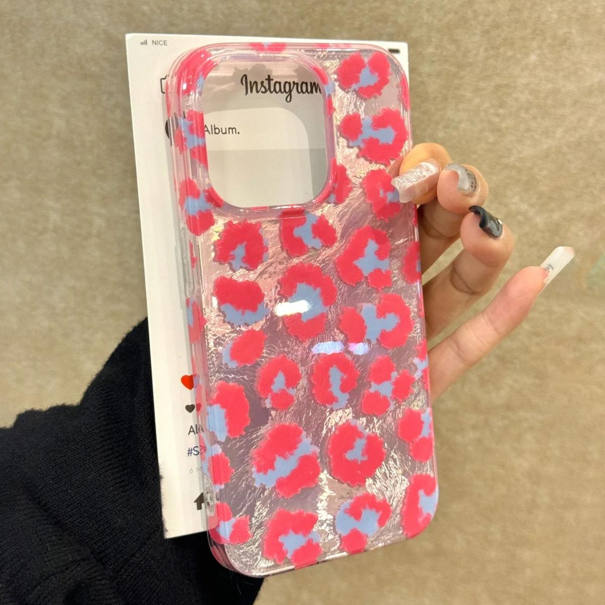 

Ins Розовый леопардовый принт градиентный узор ледника подходит для Apple 15 чехол для мобильного телефона iPhone 16promax розовый 13/14 iPhone 11 Pro Max